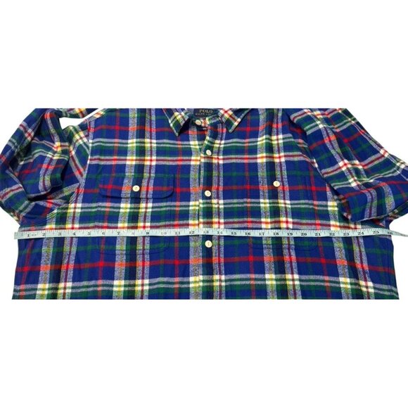 Polo Ralph Lauren Men's Classic Fit Flannel Blue Plaid Workshirt Sz XL NWT $148 - Picture 4 of 12